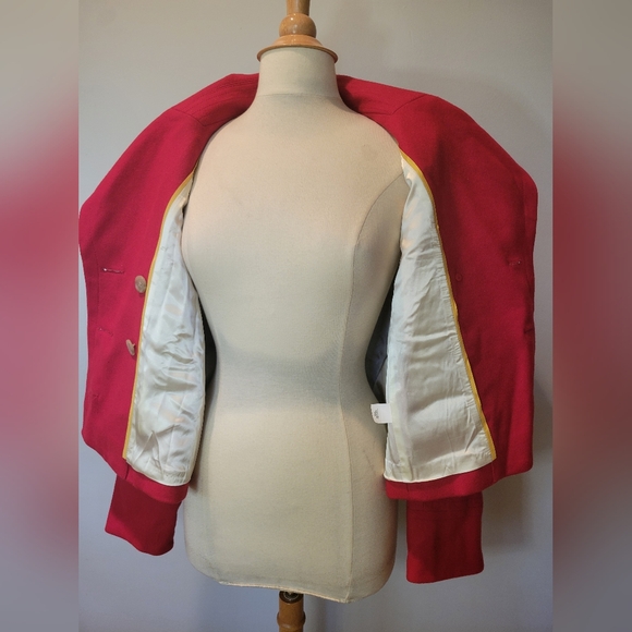 J. Crew Red Wool Blend Double Breasted Cropped Pea Coat SZ 10 - Picture 9 of 12